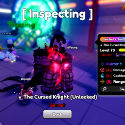 ⭐️ The Cursed Knight (Unlocked) ⭐️ A+/A+/S ⭐️ Hunter 1 ⭐️ Level 70 ⭐️ Secret ⭐️ Anime Defenders ⭐️ 1
